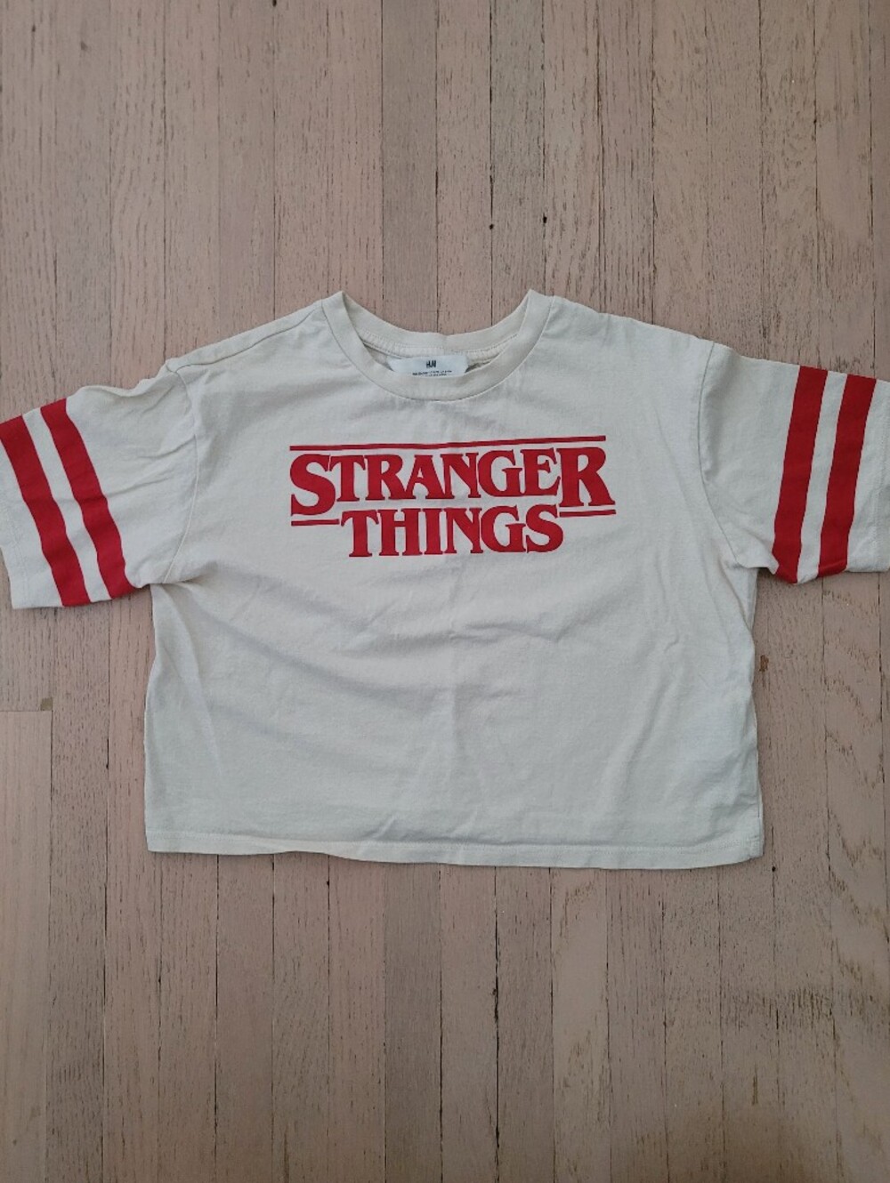 H&M Girl's Cream Tee with Red 'Stranger Things' Graphic
